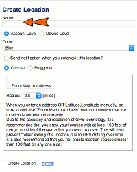 Naming a geofence in GoTrack App